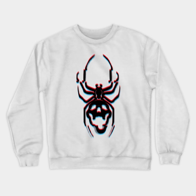 Skull Spider Cyber Glitch Crewneck Sweatshirt by Silurostudio